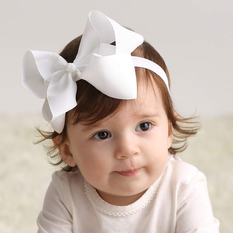 WillingTee Headbands 6 Inch 30 Colors Boutique Grosgrain Ribbon Hair Bows Big Baby Girls Bows Headbands for Baby Girls Infants Toddler Kids Teens and Children - Image 4